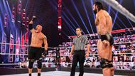 Goldberg and Drew McIntyre at Royal Rumble 2021.